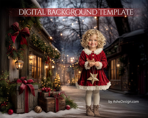 Digital Backdrop Set - Holiday Village
