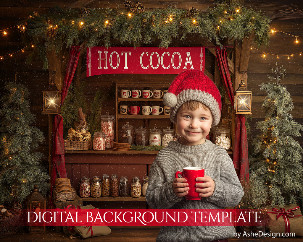 Digital Backdrop Set - Hot Cocoa Stand