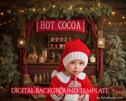 Digital Backdrop Set - Hot Cocoa Stand