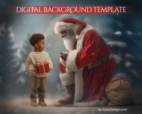 Digital Backdrop Set - Talking to Santa African American