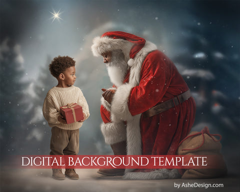 Digital Backdrop Set - Talking to Santa African American
