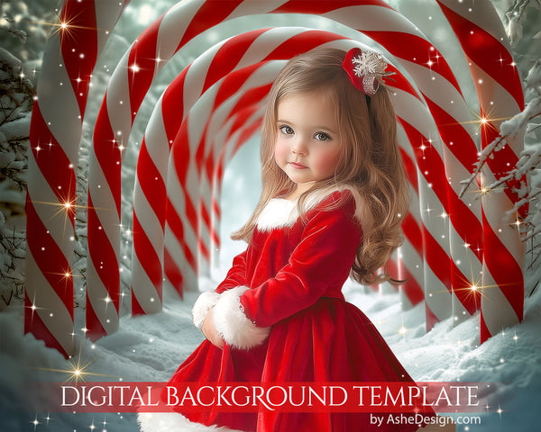 Digital Backdrop Set - Candy Cane Arches