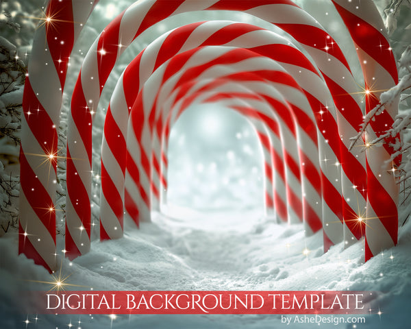 Digital Backdrop Set - Candy Cane Arches