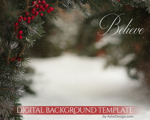 Digital Backdrop Set - Christmas Berry Arch