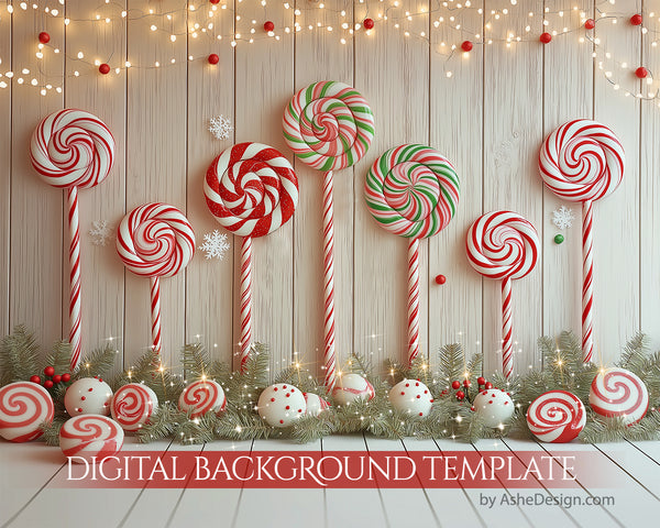 Digital Backdrop Set - Christmas Candy