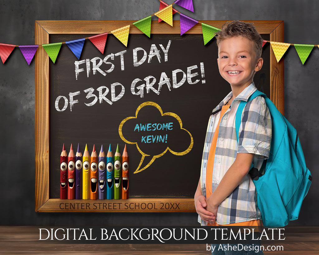 Digitally Mastered Photography Backdrops - First Day of School