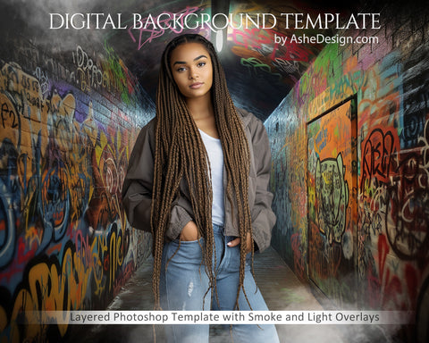 Digitally Mastered Photography Backdrops - Graffiti Tunnel