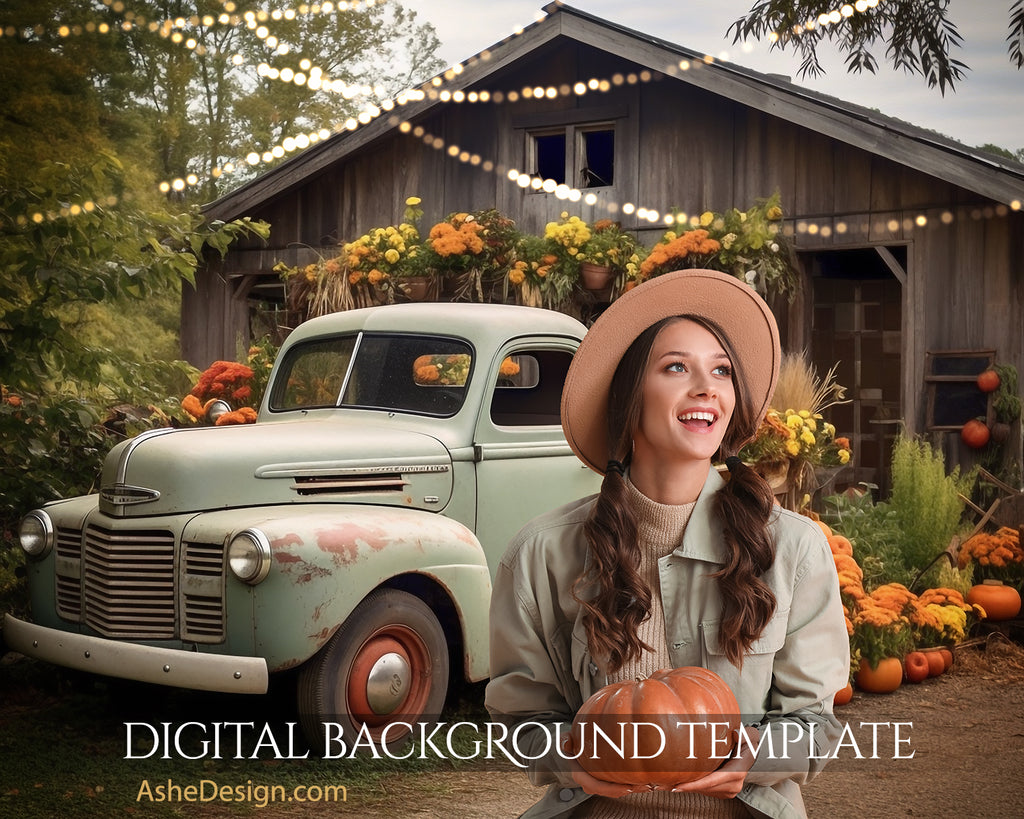 Digitally Mastered Photography Backdrops - Harvest Time Pickup Truck