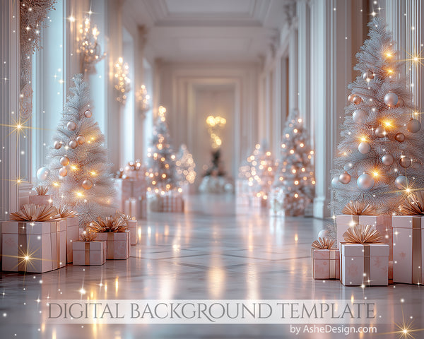 Digital Backdrop Set - Pink Christmas