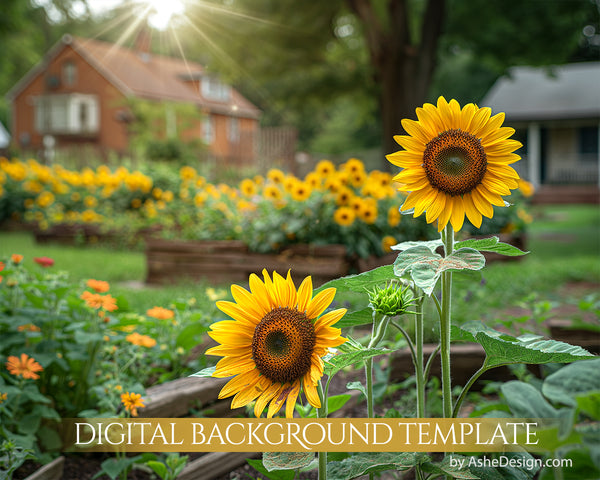 Digital Backdrop Set - Sunflower Garden