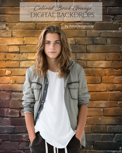 Digital Photography Backdrops - Colored Brick Grunge