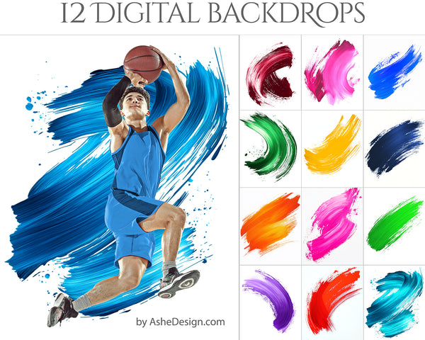 Digital Photography Backdrops - Colored Brush Strokes