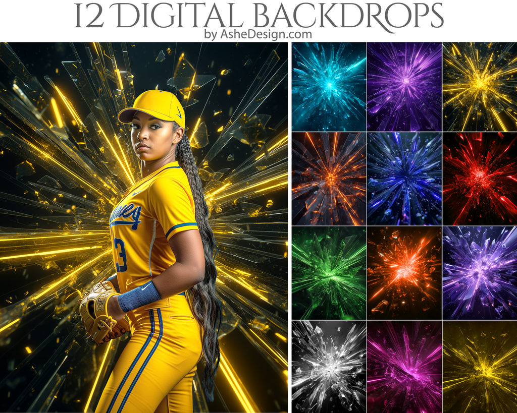 Digital Photography Backdrops - Colored Glass Shards