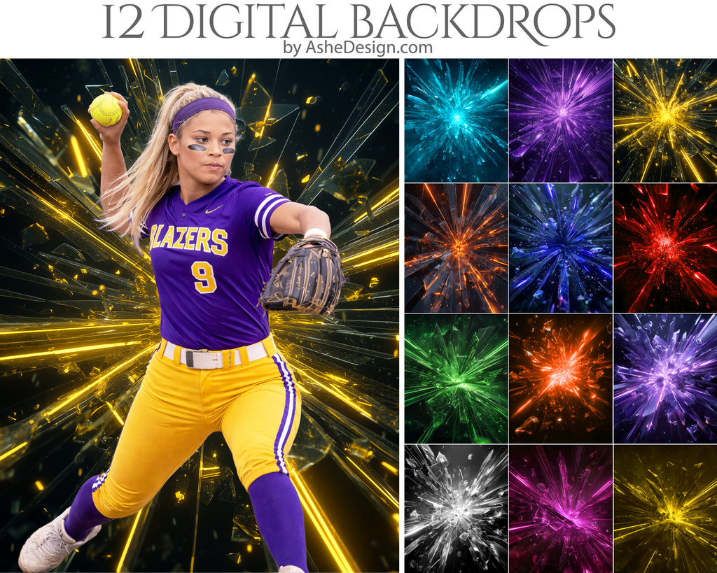 Digital Photography Backdrops - Colored Glass Shards