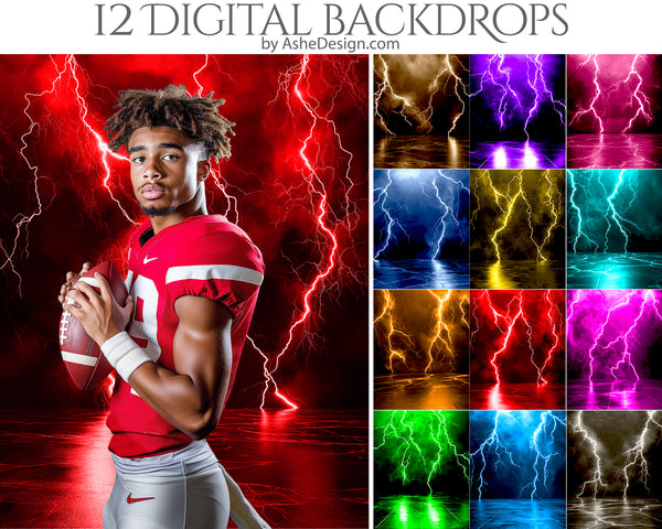 Digital Photography Backdrops - Colored Lightning Strikes