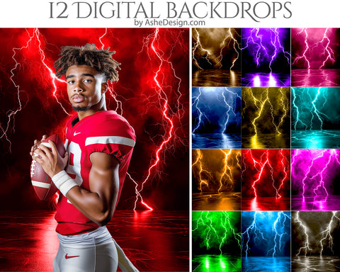 Digital Photography Backdrops - Colored Lightning Strikes