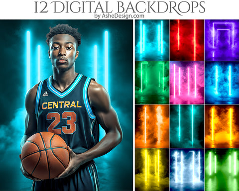 Digital Photography Backdrops - Colored Side Lights