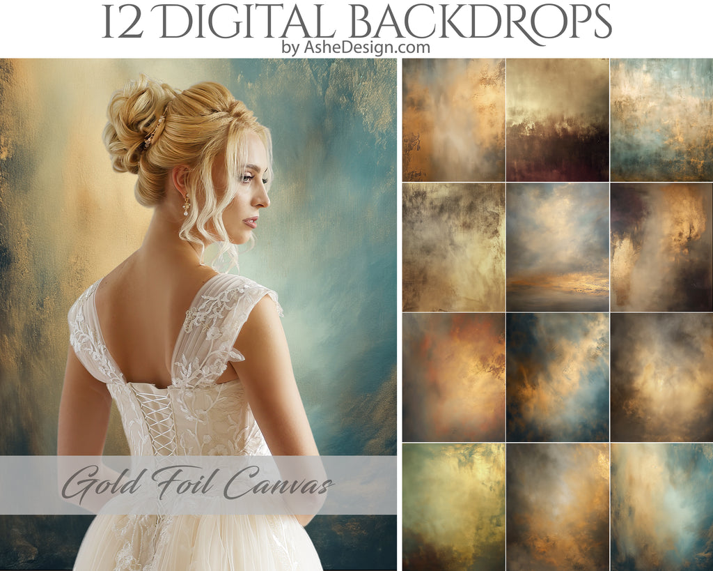 Digital Photography Backdrops - Gold Foil Canvas