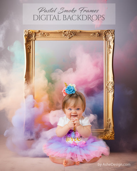 Digital Photography Backdrops - Pastel Smoke Frames