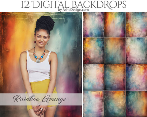 Digital Photography Backdrops - Rainbow Grunge