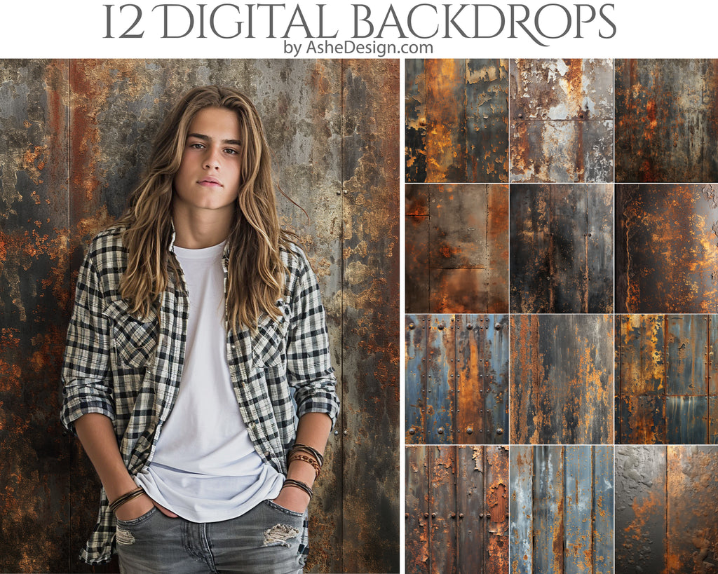 Digital Photography Backdrops - Rusted Metal