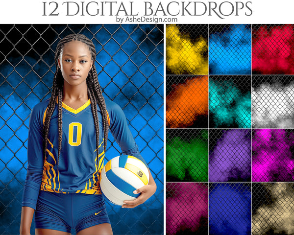 Digital Photography Backdrops - Smokey Chainlink Fences