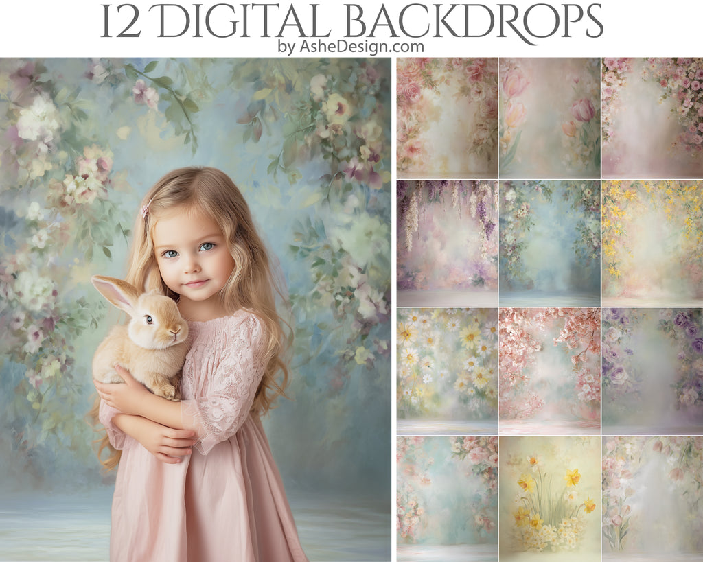 Digital Photography Backdrops - Spring Florals