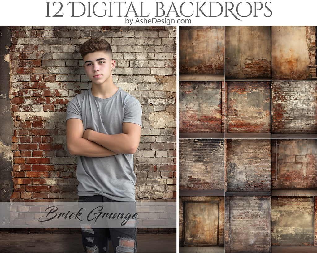 Digital Photography Backdrops - Vintage Brick Grunge