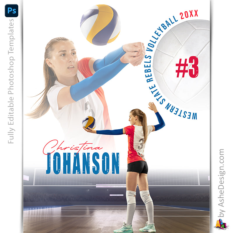 Amped Effects - All Around Volleyball Poster Template For Photoshop