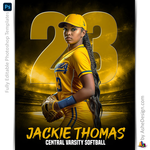 Amped Effects - Blackout Softball Poster Template For Photoshop