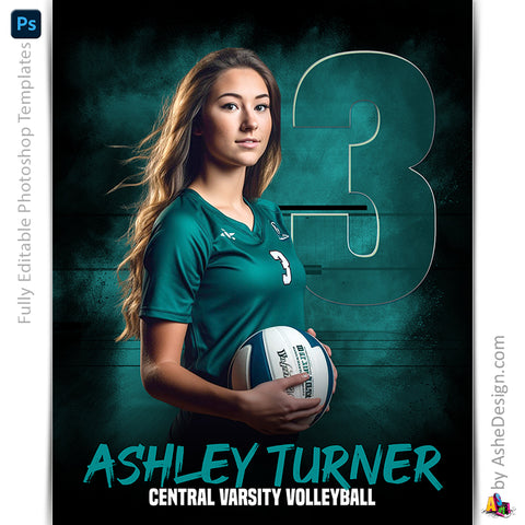 Amped Effects - Blackout Volleyball Poster Template For Photoshop