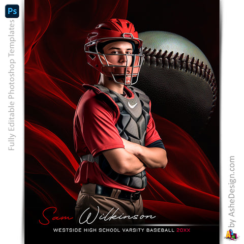 Amped Effects - Color Wave Baseball Poster Template For Photoshop