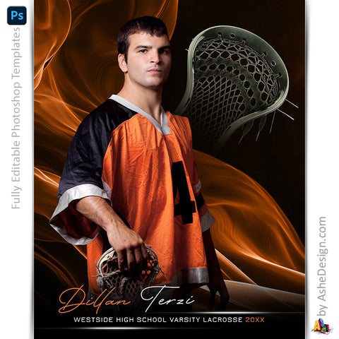Amped Effects - Color Wave Lacrosse Poster Template For Photoshop