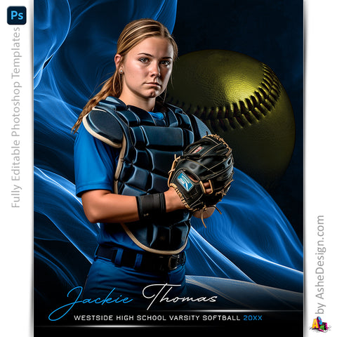 Amped Effects - Color Wave Softball Poster Template For Photoshop