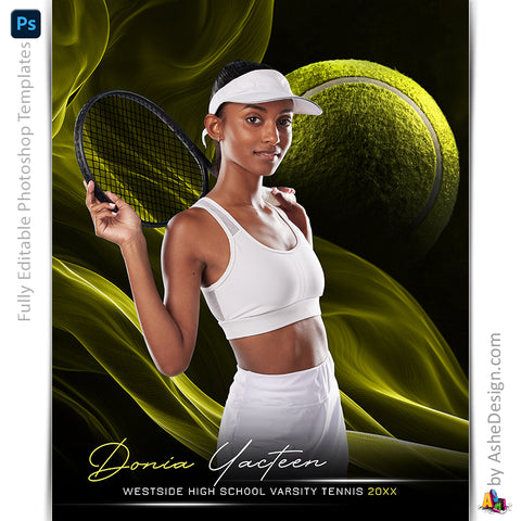 Amped Effects - Color Wave Tennis Poster Template For Photoshop