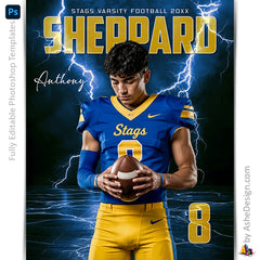 Amped Effects - Colored Lightning Strikes Sports Poster Template For Photoshop