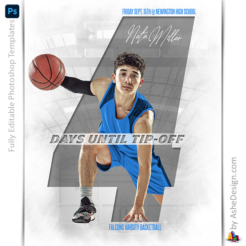 Amped Effects - Countdown Basketball Sports Poster Template For Photoshop