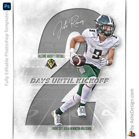 Amped Effects - Countdown Football Sports Poster Template For Photoshop