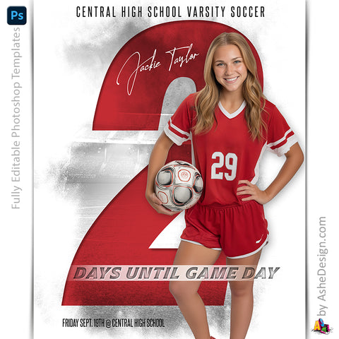 Amped Effects - Countdown Soccer Sports Poster Template For Photoshop
