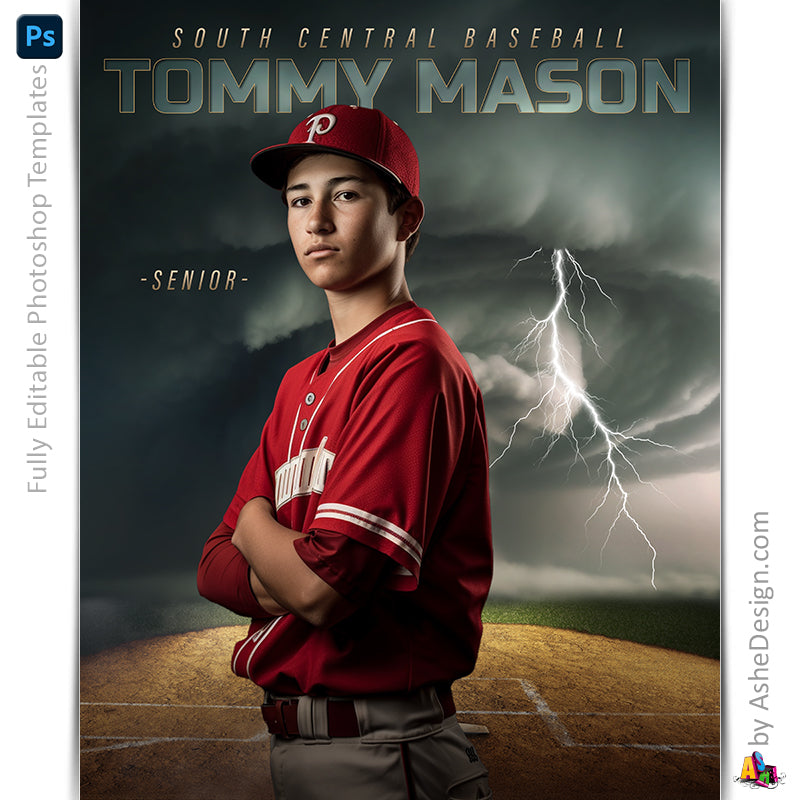 Amped Effects - Cyclone Baseball Sports Poster Template For Photoshop