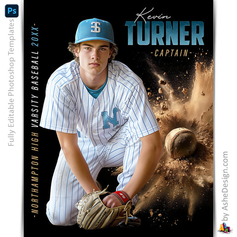 Amped Effects - Dirt Explosion Baseball Poster Template For Photoshop