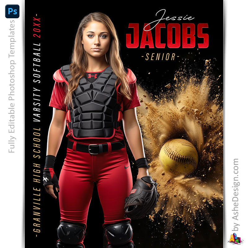 Amped Effects - Dirt Explosion Softball Poster Template For Photoshop ...