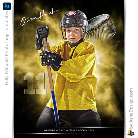 Amped Effects - Electric Explosion - Hockey Poster Template For Photoshop
