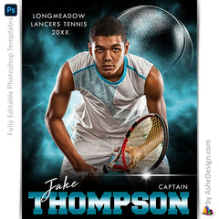 Amped Effects - Electric Explosion Tennis Poster Template For Photoshop