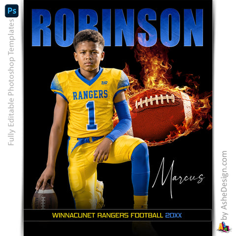 Amped Effects - Fireball Inferno Football Poster Template For Photoshop