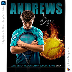Amped Effects - Fireball Inferno Tennis Poster Template For Photoshop