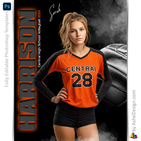 Amped Effects - From The Shadows Volleyball Poster Template For Photoshop