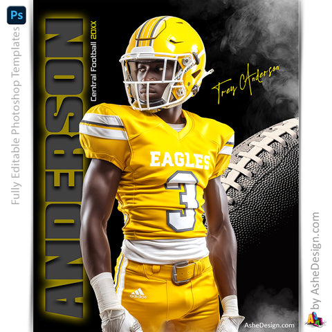 Amped Effects - From The Shadows Football Poster Template For Photoshop