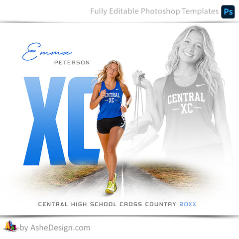 Amped Effects - Game Face Reflection Cross Country Poster Template For Photoshop