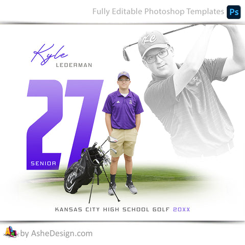 Amped Effects - Game Face Reflection Golf Poster Template For Photoshop